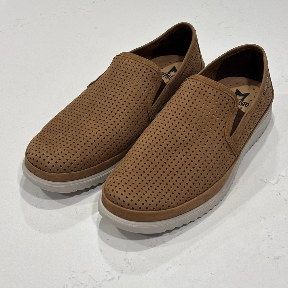 MEPHISTO TIAGO SPORTBUCK CASUAL BROWN SHOES SLIP-ON LOAFERS MEN'S 10.5 EUC $289